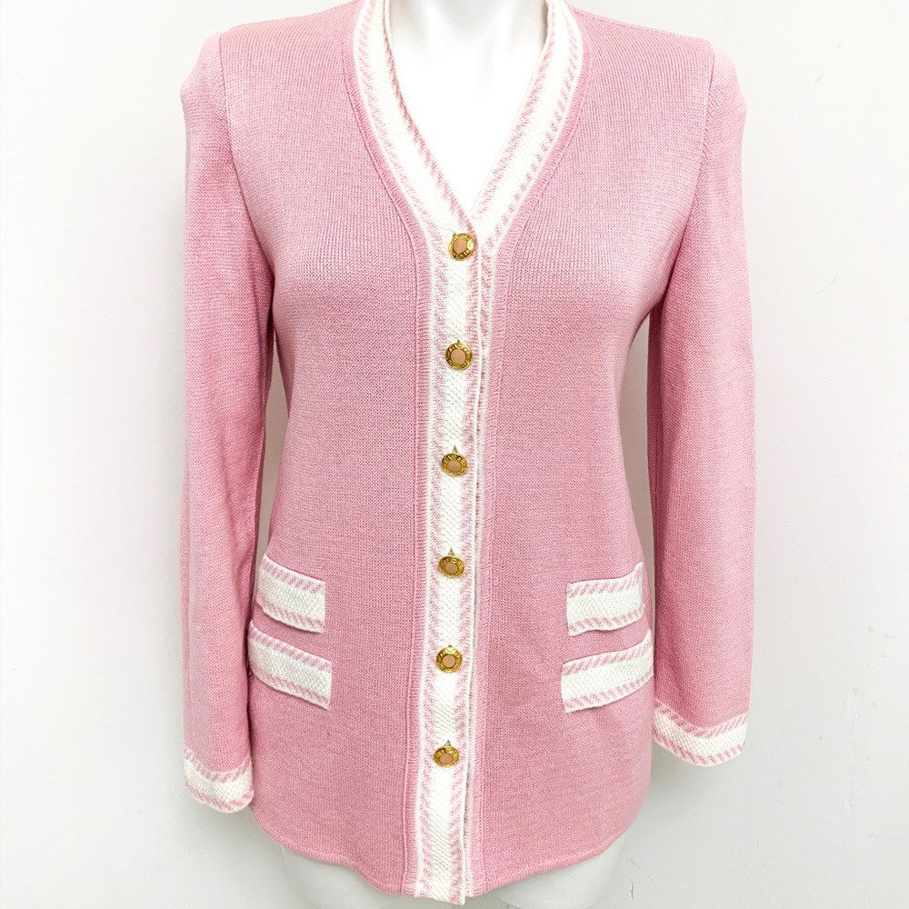 Vintage 1980s Pink Cardigan Sweater Button Sweater
